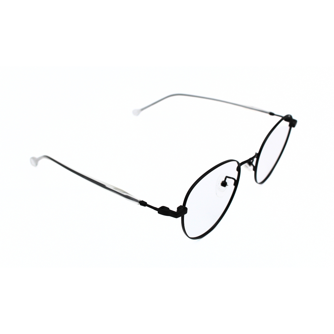 Jubleelens Metal Square5872 Round Matt Black Trans White Black Rod Eyeglasses A Frame for Every Face Shape