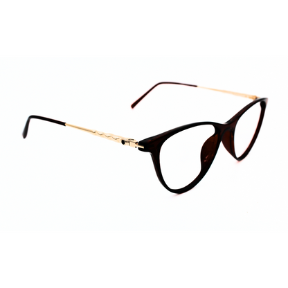 Jubleelens TR90 Metal Side Frame 126706 Glossy Brown Gold Eye Glass - Brown Add a Touch of Glamour to Your Look with These Brown Gold Glasses