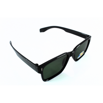 Jubleelens Rectangle Glossy Black Sunglasses - Green Polarized A Sleek and Stylish Pair with Superior Sun Protection