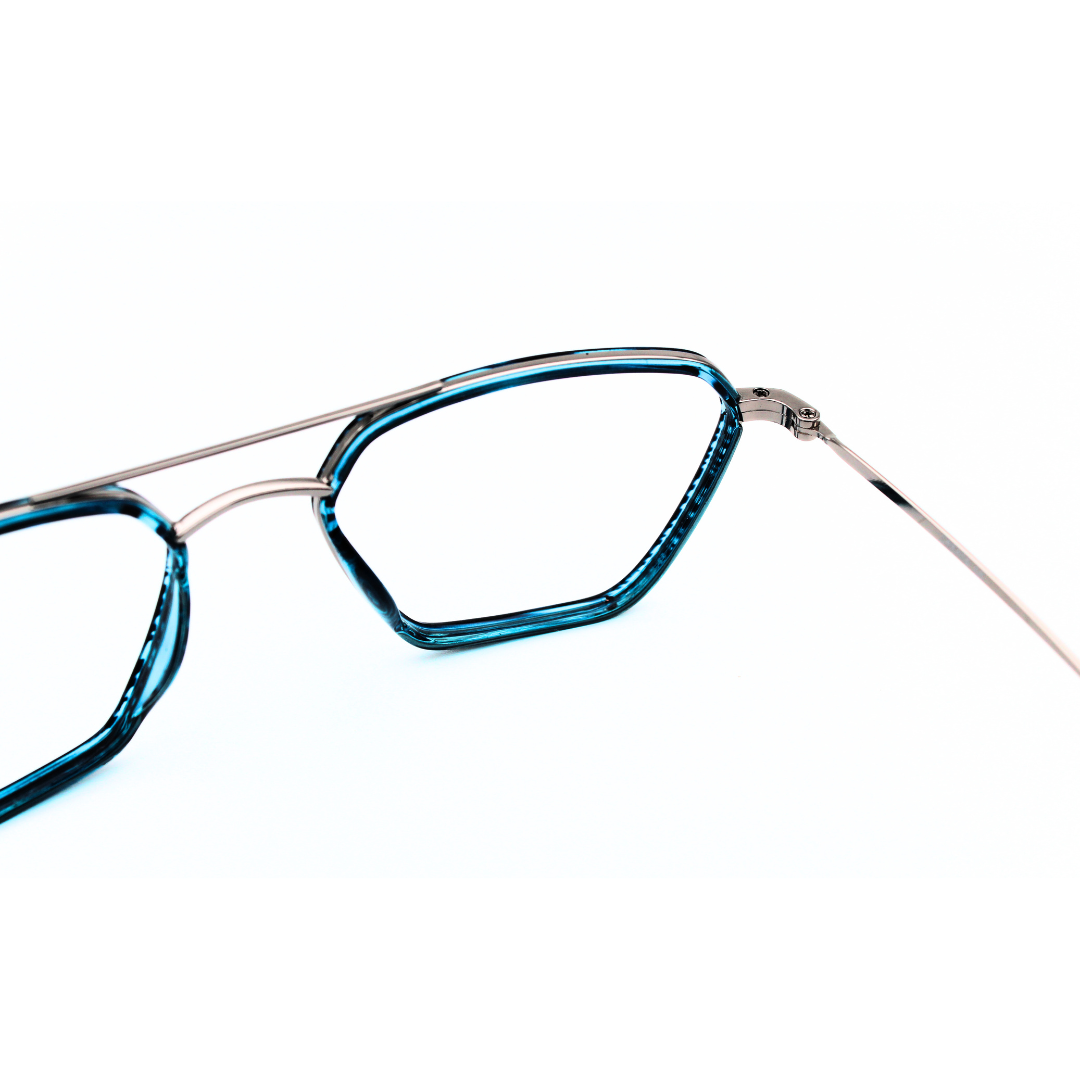 Jubleelens Triangle23005 Eyeglasses Tortoise Blue Gunmetal Blue Frames for Men and Women