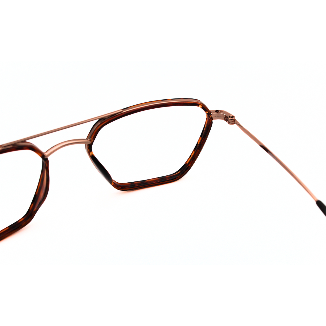 Jubleelens Metal Triangle Tortoise Brown Gold Eyeglasses Elevate Your Style