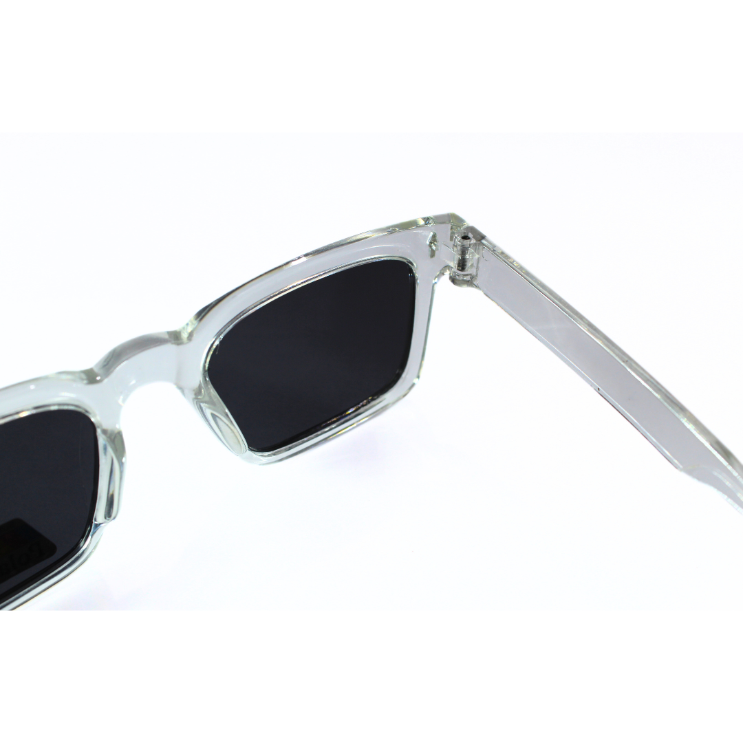 Jubleelens Rectangle Translucent White Sunglasses - Black Polarized Make a Statement with These Unique and Eye-Catching Shades in a Translucent White Finish, with Superior Sun Protection