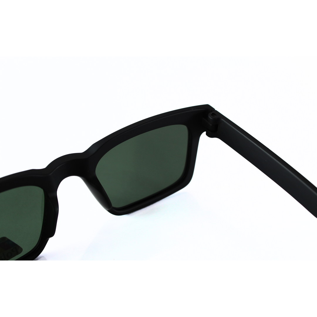 Jubleelens Rectangle Matte Black Sunglasses - Green Polarized: Elevate Your Style with These Sleek and Sophisticated Shades