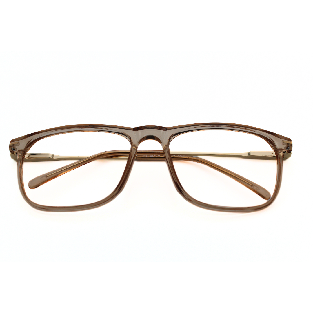 Rectangular Eye Frame Transparent Brown Color Rectangle Eyeglass Frames -Suitable for Unisex