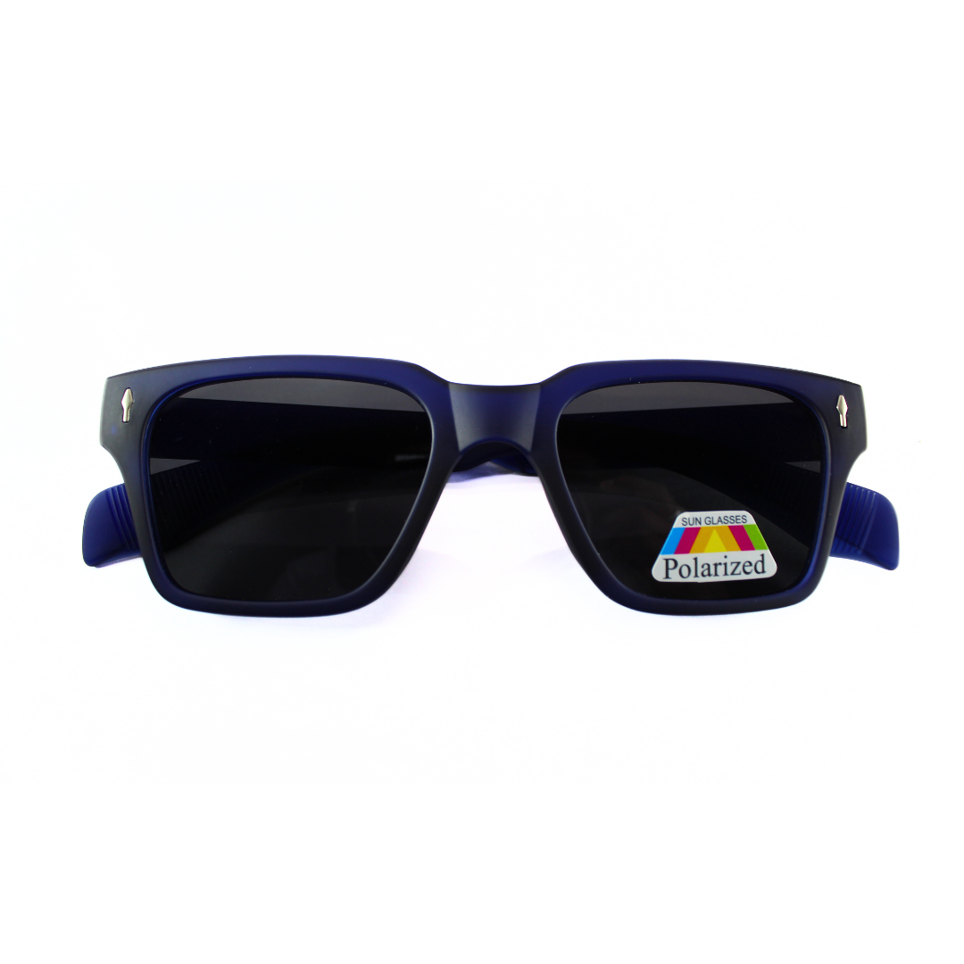 Jubleelens Rectangle Matt Blue Sunglasses - Black PolarizedA Bold and Stylish Pair with Superior Sun Protection