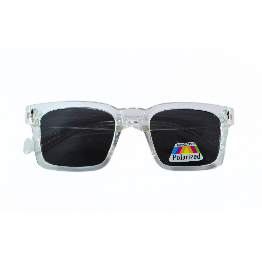 Jubleelens Rectangle Translucent White Sunglasses - Black Polarized Make a Statement with These Unique and Eye-Catching Shades in a Translucent White Finish, with Superior Sun Protection