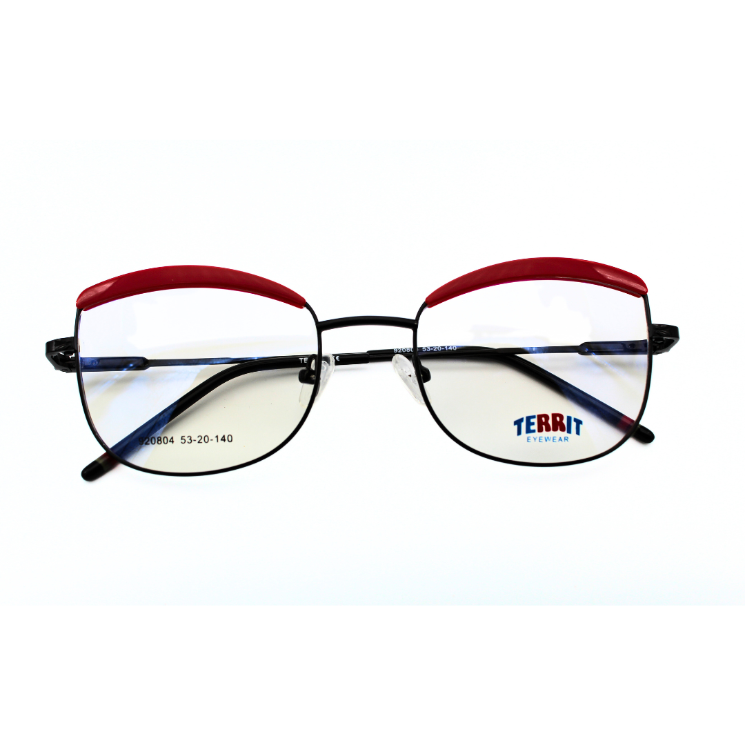 Jubeen's Frame Metal Cat Eye Territ t920804 Cat Eye Red Eye Glass - Black The Perfect Accessory for the Fashion-Forward Individual
