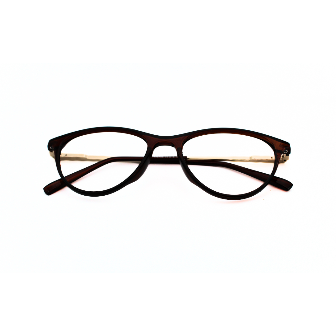 Jubleelens TR90 Metal Side Frame 126706 Glossy Brown Gold Eye Glass - Brown Add a Touch of Glamour to Your Look with These Brown Gold Glasses