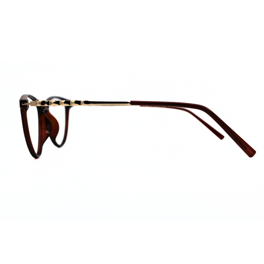 Jubleelens Trendy Oval Eyeglasses for Unisex- Glossy Brown Gold Brown 126706