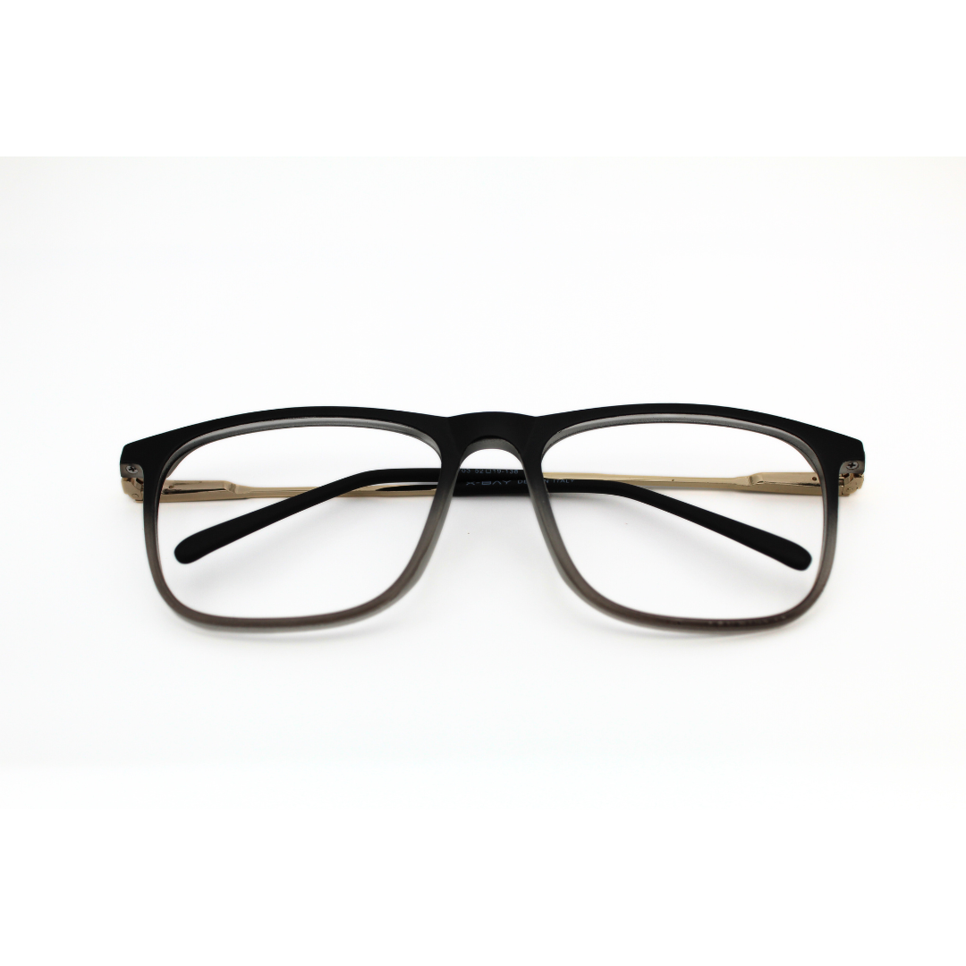 Full Rim Rectangle Glossy Black-Gery Eyeglass Frame Model No. 126703