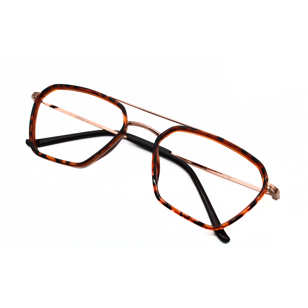 Jubleelens Metal Triangle Tortoise Brown Gold Eyeglasses Elevate Your Style