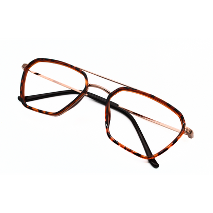 Jubleelens Metal Triangle Tortoise Brown Gold Eyeglasses Elevate Your Style