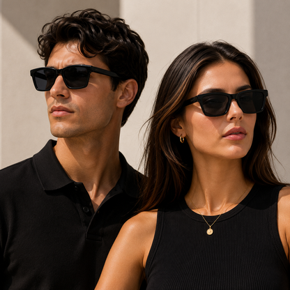 Polarized Square Sunglasses for Men & Women | UV Protected Full Rim Black Frame Eyewear