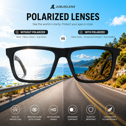 POLARIZED LENSES| Clear Frame Square Sunglasses | UV Protection | Unisex Style