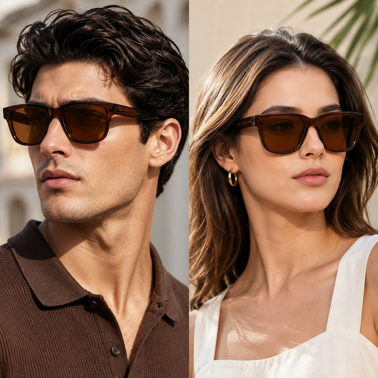 Polarized Sunglasses | Brown Square Frame | UV400 Protected | Unisex Fashion Eyewear