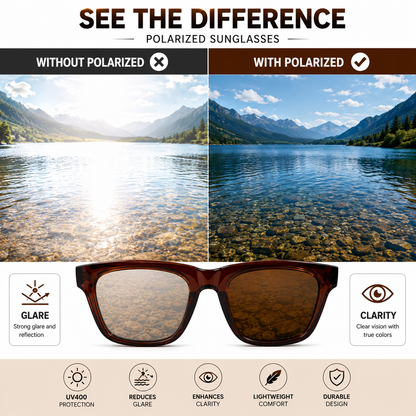 Polarized Sunglasses | Brown Square Frame | UV400 Protected | Unisex Fashion Eyewear