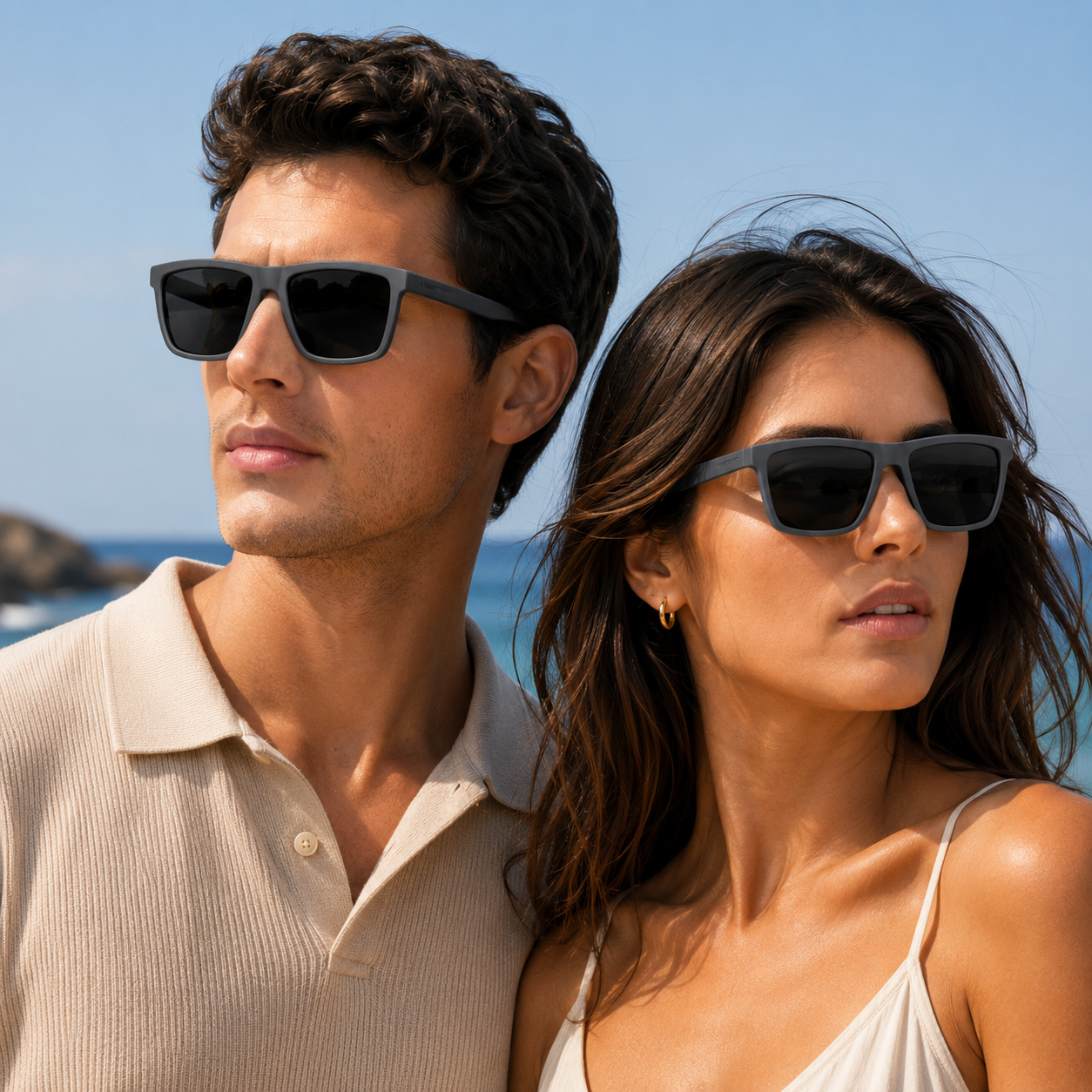 Grey Polarized Sunglasses | Square Frame UV400 Protection for Men & Women