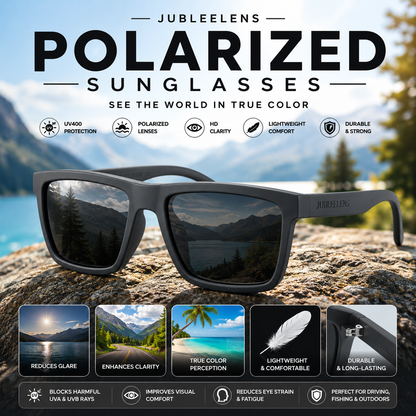Grey Polarized Sunglasses | Square Frame UV400 Protection for Men & Women