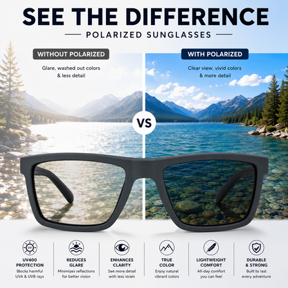 Matte Grey Polarized Sunglasses | Square Frame UV400 Eyewear