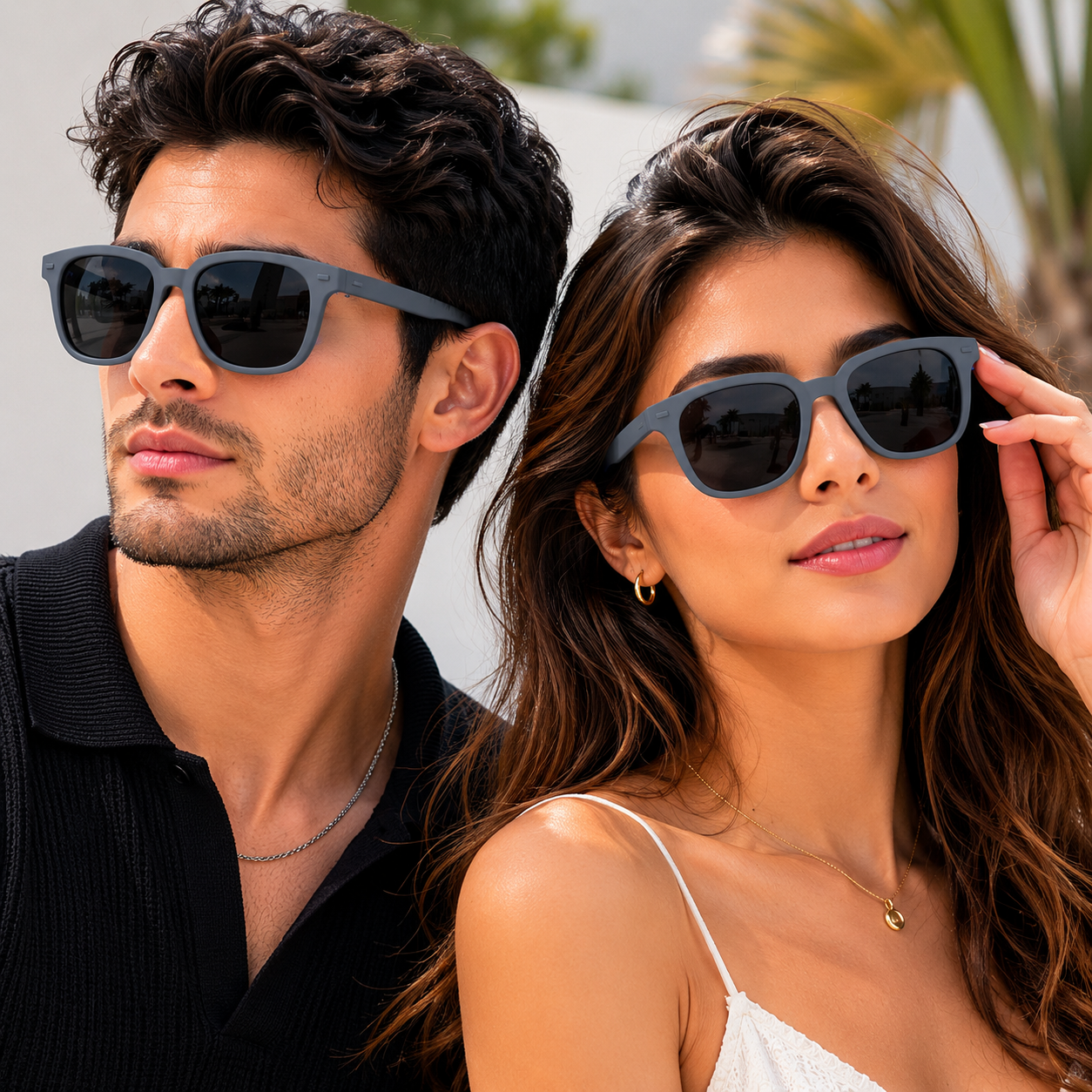 Polarized Sunglasses | Grey Frame with Black Lenses | UV400 Protection
