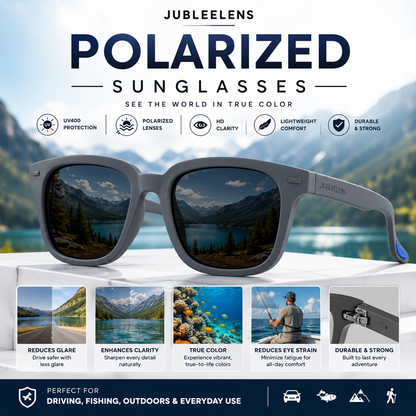 Polarized Sunglasses | Grey Frame with Black Lenses | UV400 Protection