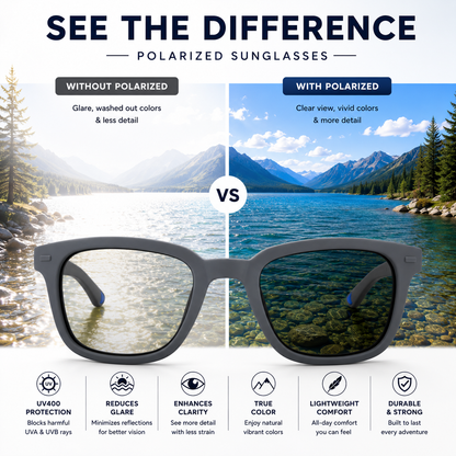 Polarized Sunglasses | Grey Frame with Black Lenses | UV400 Protection