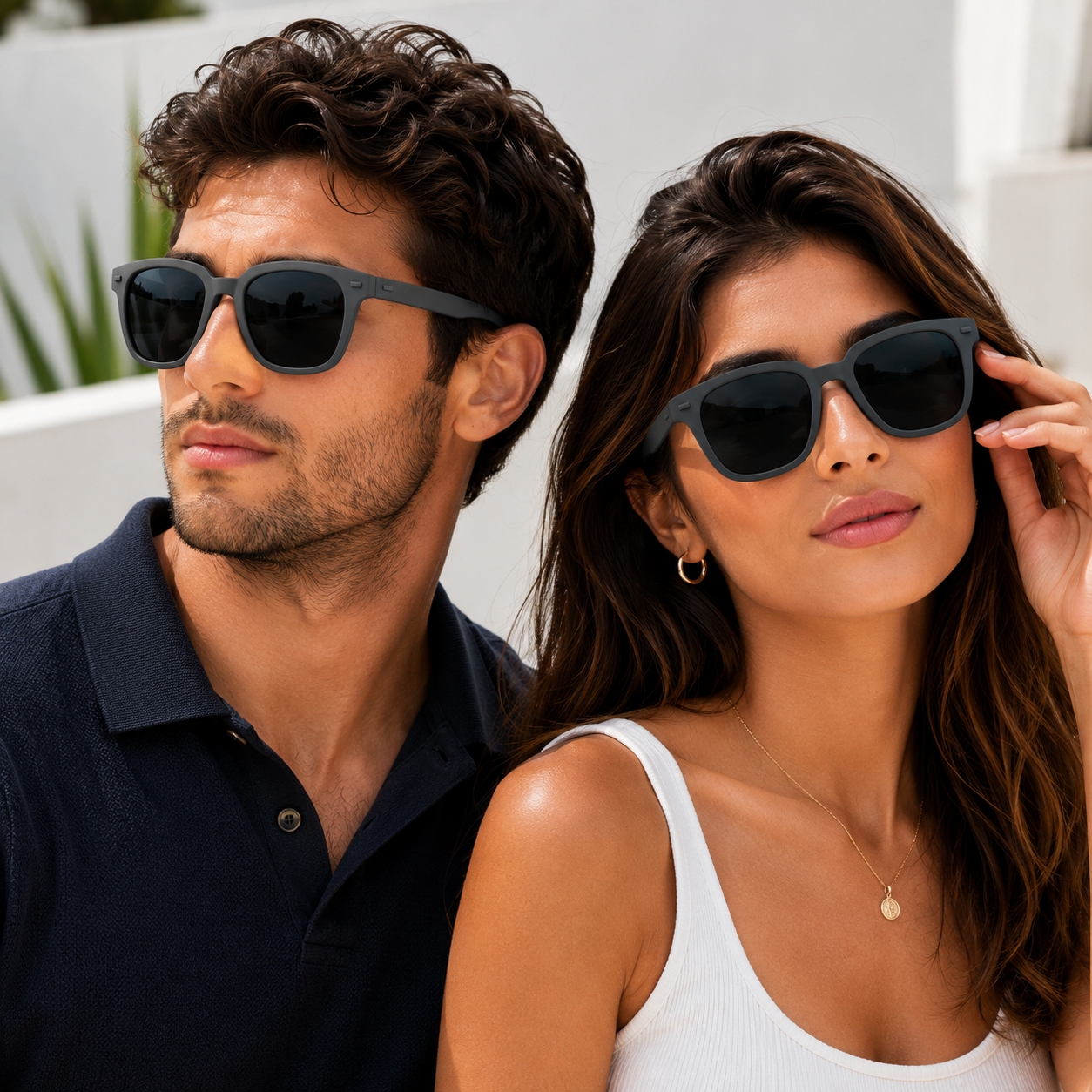 Matte Grey Cat-Eye Square Sunglasses | Lightweight Polarized Sunglasses