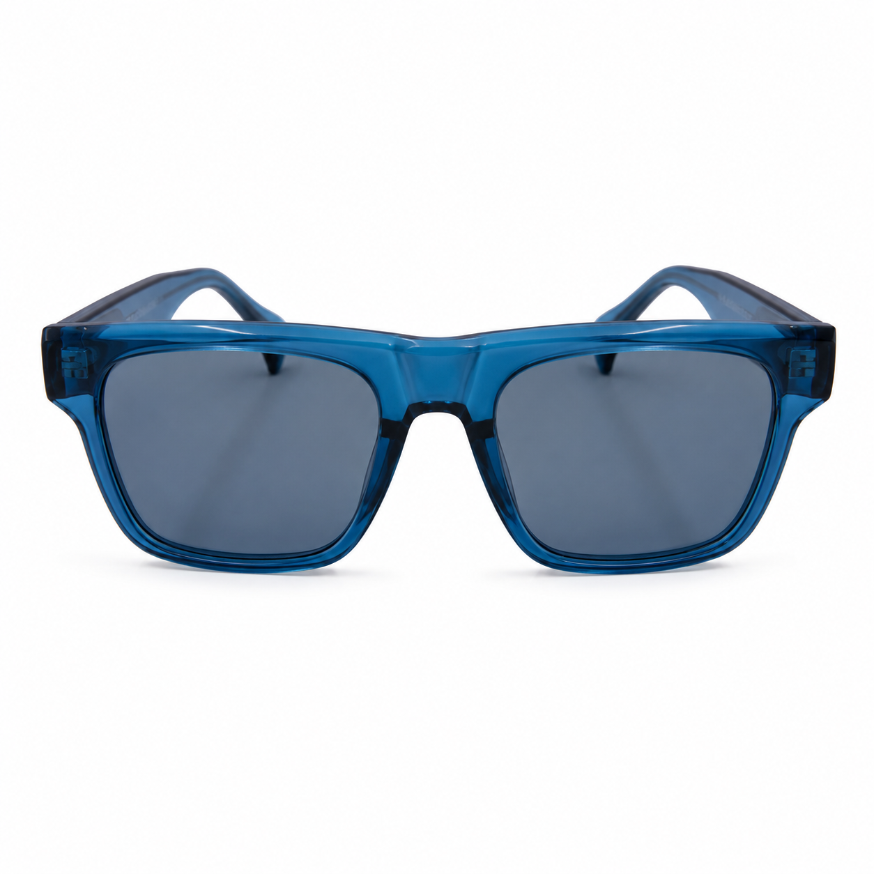 Fashion Square Sunglasses | Transparent Blue Acetate Style Frame | Polarized Lens | Unisex