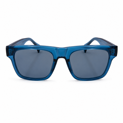 Fashion Square Sunglasses | Transparent Blue Acetate Style Frame | Polarized Lens | Unisex