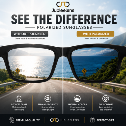 Polarized Square Sunglasses for Men & Women | UV Protected Full Rim Black Frame Eyewear