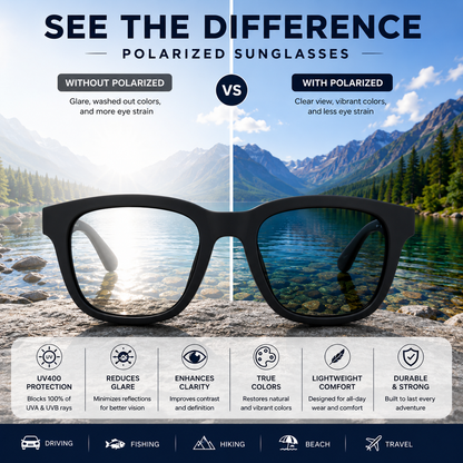 Classic Black Square Cat-Eye Sunglasses | Lightweight Outdoor Eyewear