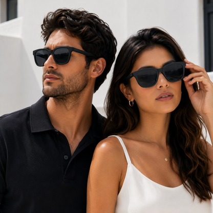 Classic Black Square Cat-Eye Sunglasses | Lightweight Outdoor Eyewear
