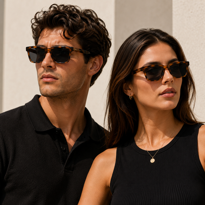 Square Frame Sunglasses for Men & Women | Polarized Lenses | UV Protection | Brown Tortoise Design