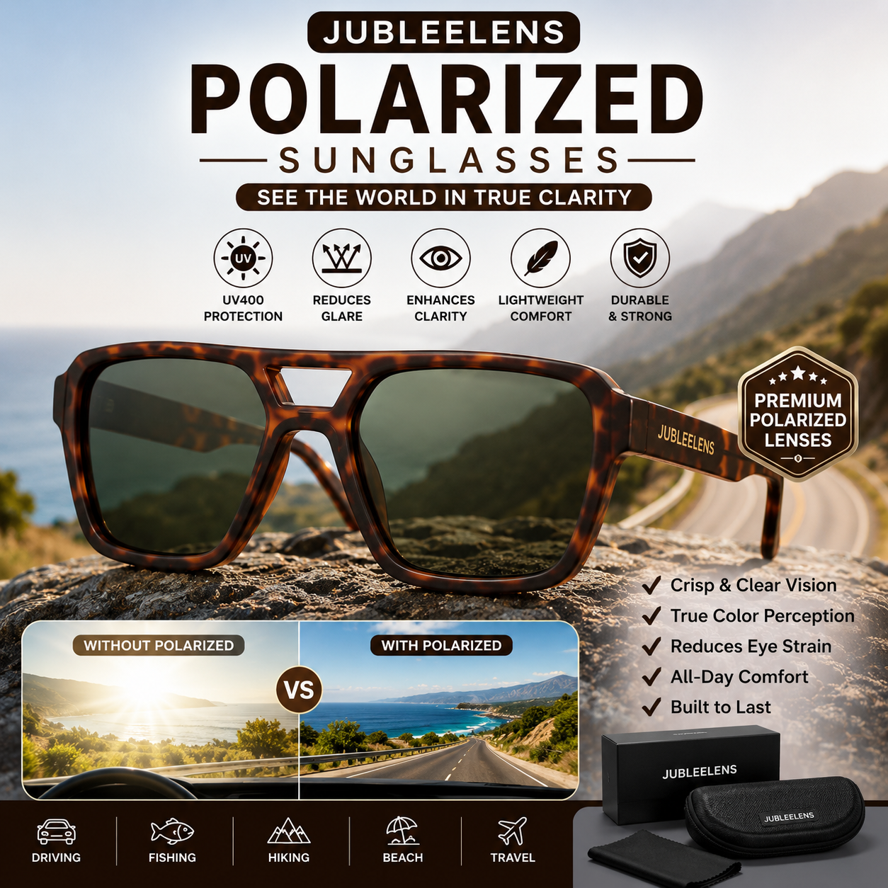 Square Wraparound Sunglasses with UV400 Protection | Unisex Design