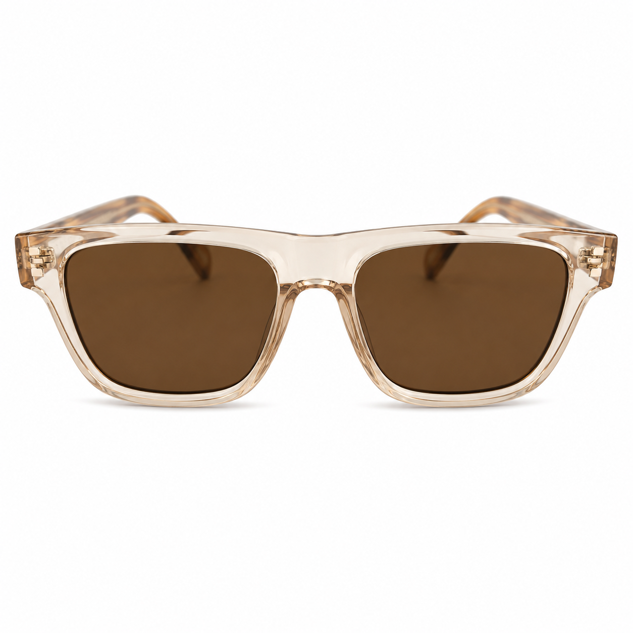 Premium Polarized Sunglasses | Transparent Champagne Square Frame | UV400 Protected | Unisex Fashion Eyewear