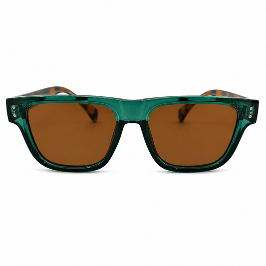 Stylish Green Frame Sunglasses | Polarized & UV Protected | Modern Square Design