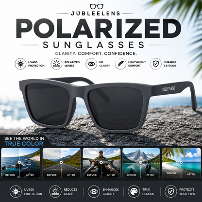 Grey Square Sunglasses | Polarized Lenses | Stylish Unisex Outdoor Eyewear