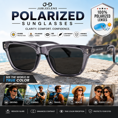 UV400 Polarized Sunglasses | Transparent Grey Frame | Lightweight Fashion Eyewear