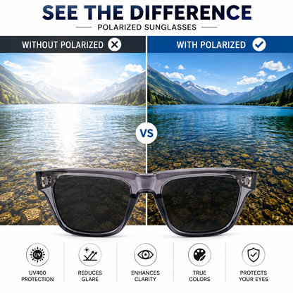 UV400 Polarized Sunglasses | Transparent Grey Frame | Lightweight Fashion Eyewear