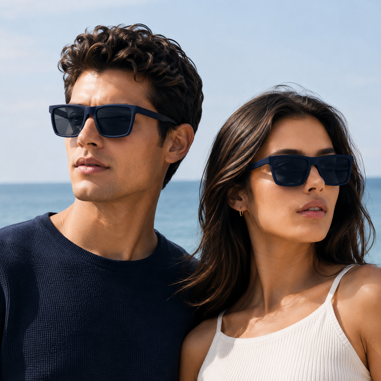 Matte Blue Square Sunglasses | Polarized Lenses | UV400 Protected Unisex Eyewear