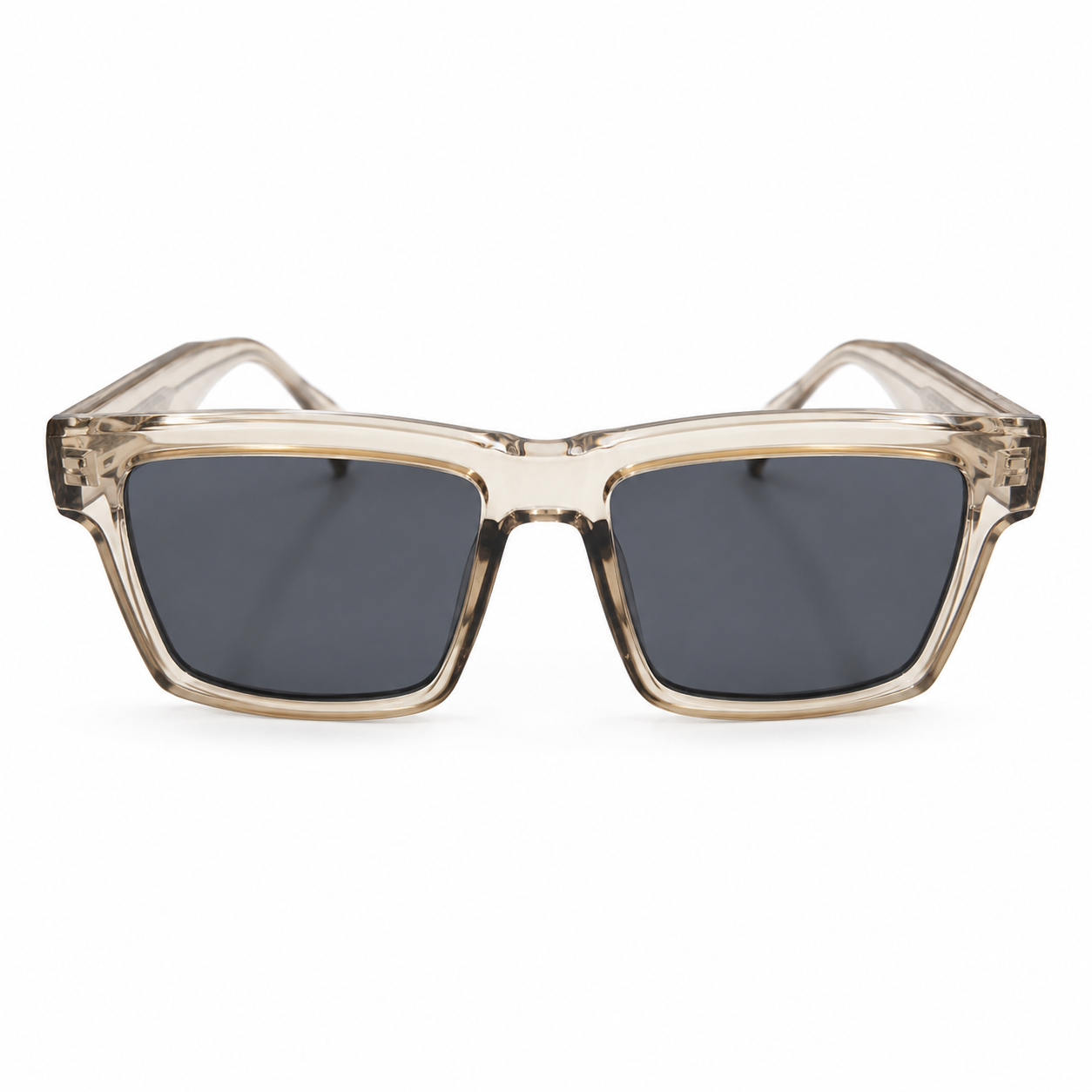 Square Sunglasses | Polarized & UV Protected | Transparent Champagne Frame | Unisex