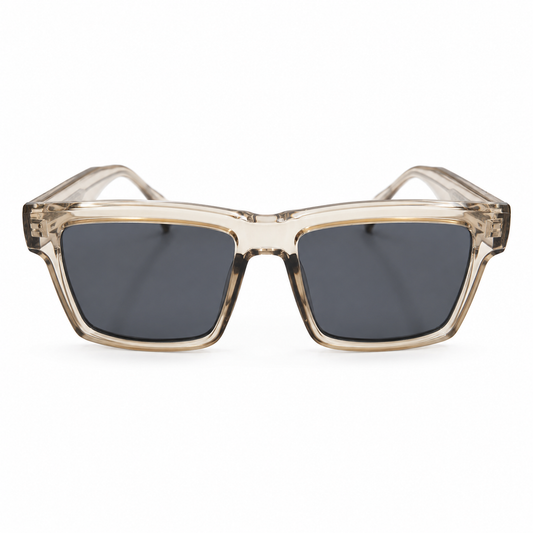 Square Sunglasses | Polarized & UV Protected | Transparent Champagne Frame | Unisex