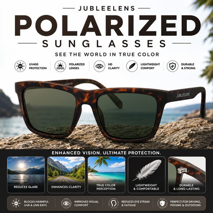 Tortoise Shell Polarized Sunglasses | Square Frame | UV400 Protection for Men & Women