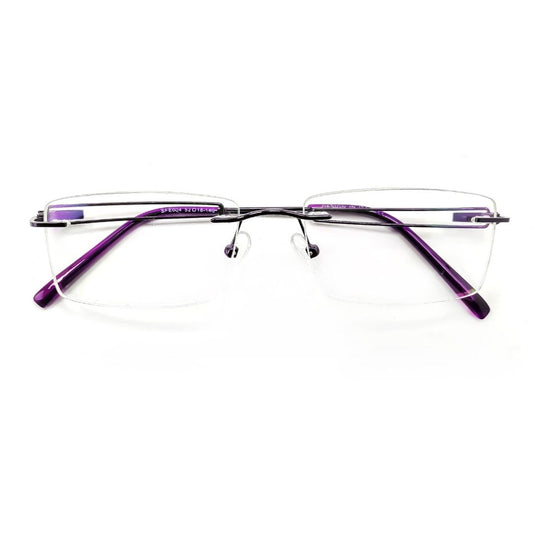 Jubleelens Unisex Blue Silver Rimless Frame Specs