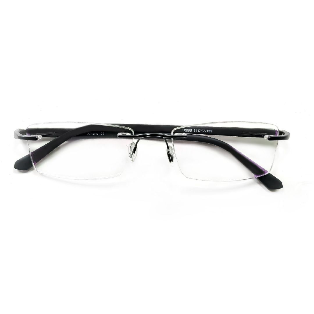 Jubleelens® Rimless Black Rectangular Frame