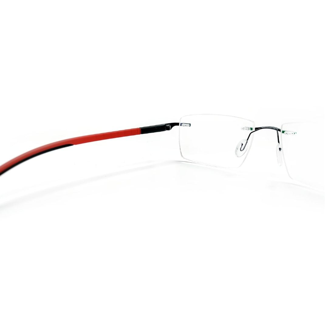 red black Silver Black Rimless Rectangle