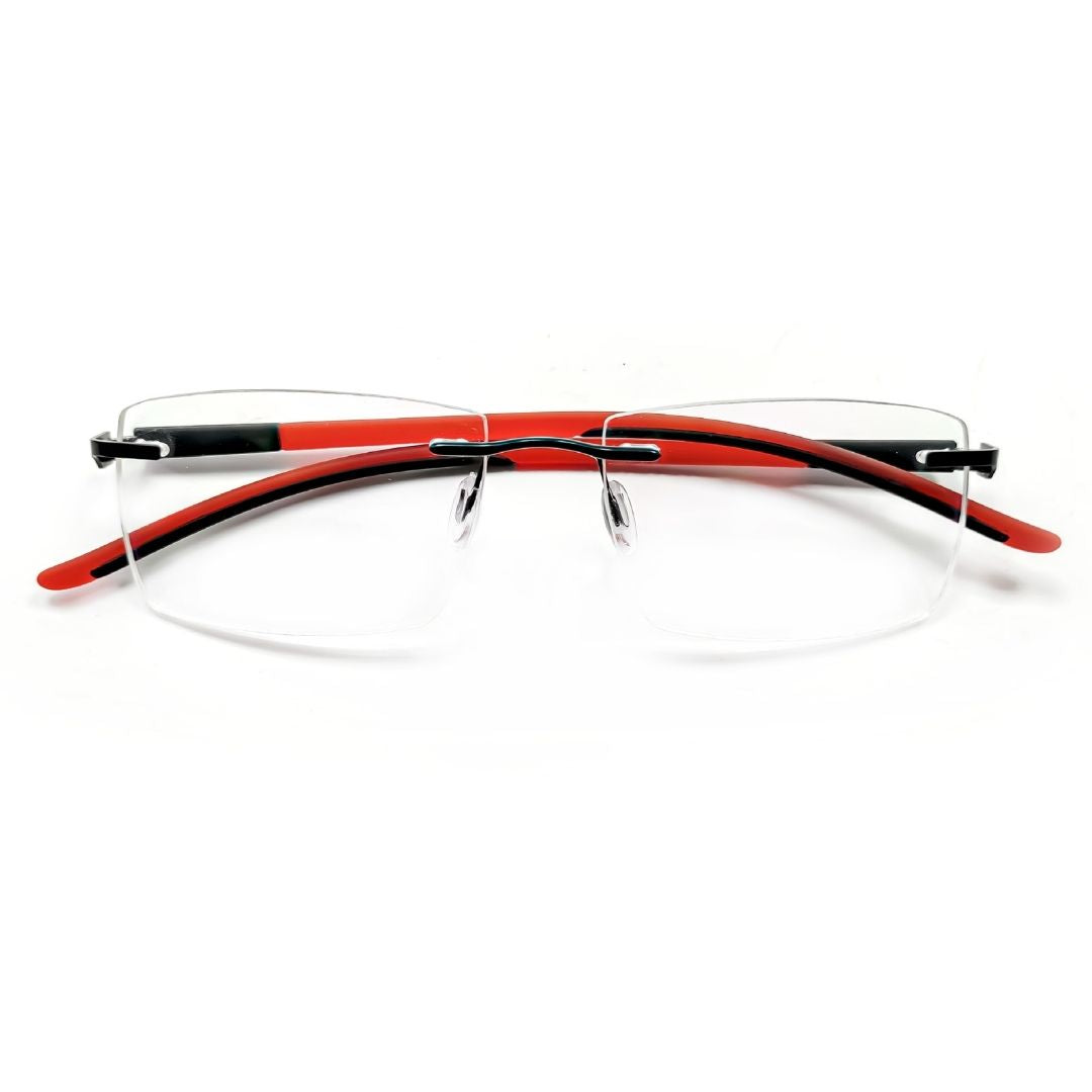 closed red Black Rimless Rectangle