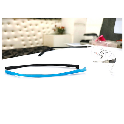 Frameless Eyeglasses With Hinged Temples Blue-Black Rimless