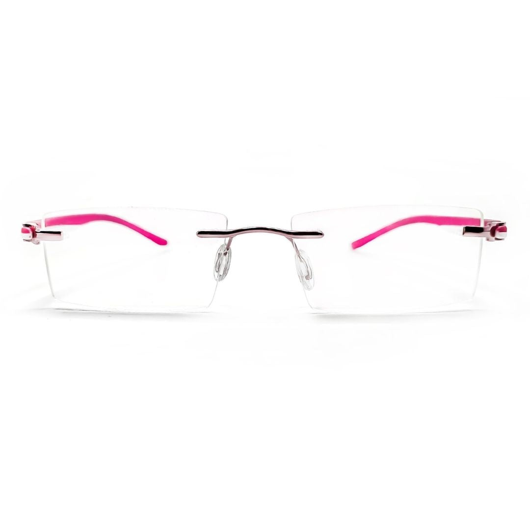 Jubleelens® Rimless Pink White Rectangular  Frame