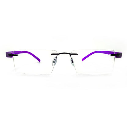 Jubleelens® Rectangular Purple Rimless Frame For Unisex